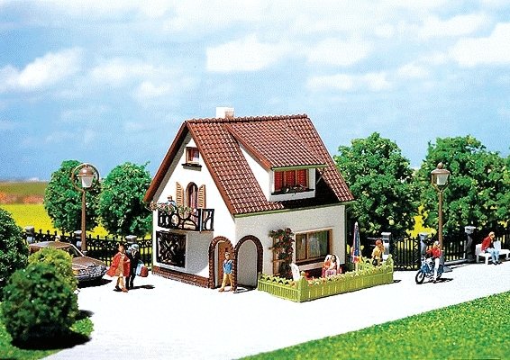 House with Dormer -- 3-17/32 x 3-1/8′ 9 x 8cm, HO, Faller Gmbh 130200