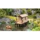 Fishing Hut - Laser-Cut Minis -- Laser-Cut Kit - 3-1/8 x 1-7/16 x 2-1/8′ 8 x 3.7 x 5.4cm, HO, Noch Gmbh & Co 14262