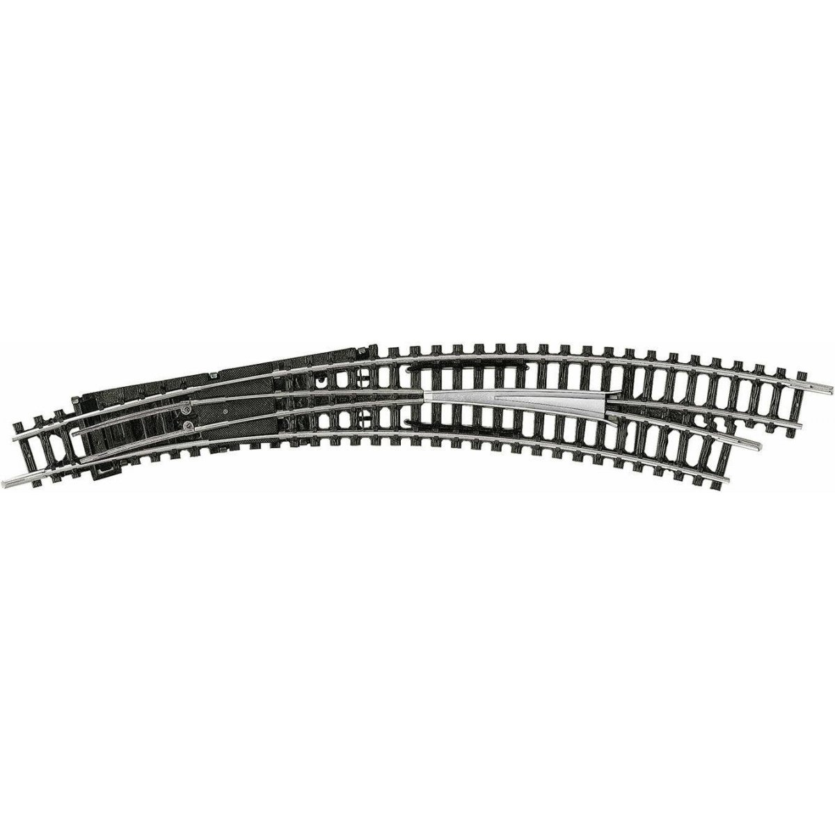 Code 80 Curved Manual Turnout -- Right Hand, R3/R4, 12-15/16′ 329mm, 14-1/4′ 362.6mm Radius, 30 Degrees, N Trix 14948