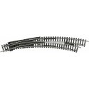 Code 80 Curved Manual Turnout -- Right Hand, R3/R4, 12-15/16` 329mm, 14-1/4` 362.6mm Radius, 30 Degrees, N, Trix 14948