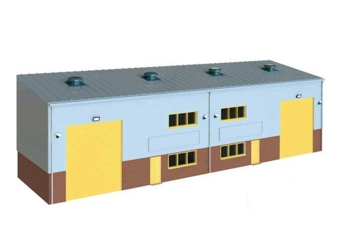 Concrete Industrial/Retail Building - Wills -- Modular Plastic Kit - Stand-Alone Dimensions: 6-5/8 x 6-5/8′ 16, HO, Peco SSM3