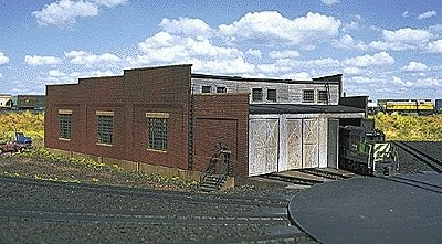 3-Stall Brick Roundhouse -- Holds Locomotives Up to 8′ 20cm Long, N, Atlas Model Railroad Co. 2843