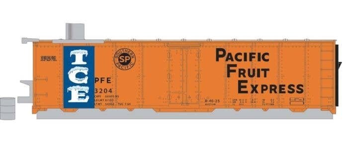 Ice Storage House - Former 40′ Steel Ice Reefer -- Kit - Pacific Fruit Express 3204 (orange), N, Micro Trains Line 5900280