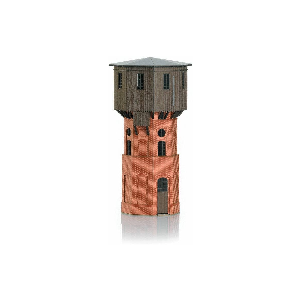 Prussian Water Tower - Laser-Cut Card Kit -- Octagonal Base - 1-3/4 x 1-3/4 x 3-9/16′ 4.5 x 4.5 x 9.1cm, N Trix 66328