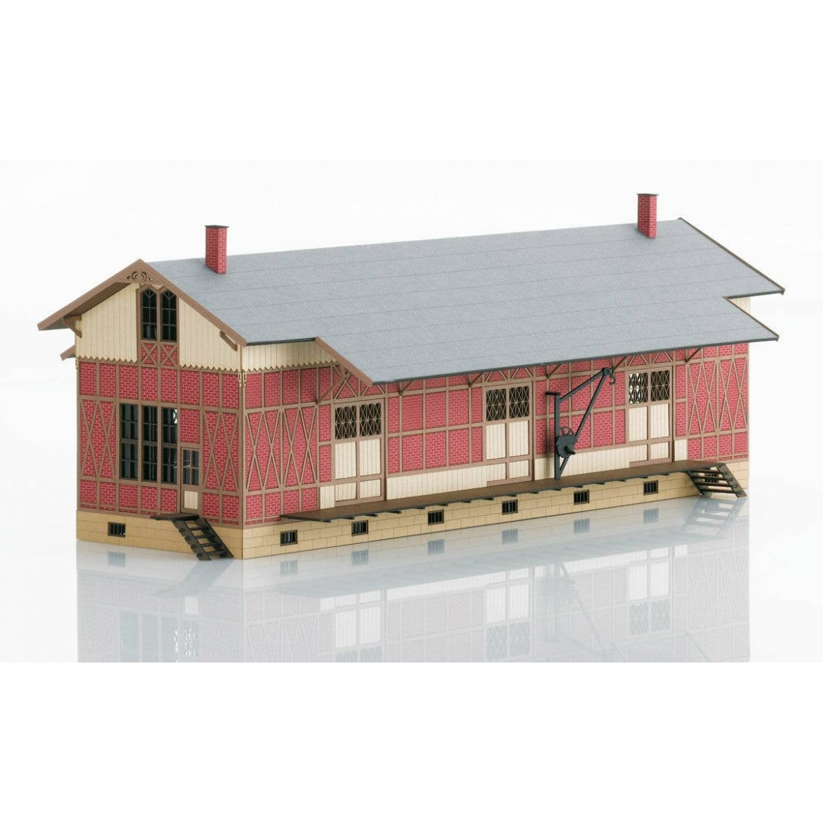Sulzdorf Half-Timbered Freight Shed -- Laser-Cut Card Kit - 11-1/2 x 4-15/16′ 29.2 x 12.5cm, HO Trix 66383