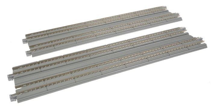Straight Double Concrete Slab Track - Unitrack -- 9-3/4′ 24.8cm pkg(2), N, Kato USA Inc 20006