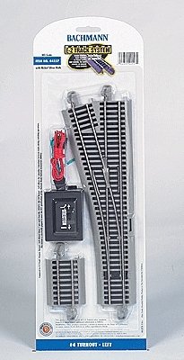 E-Z Track(R) w/Nickel Silver Rail & Gray Roadbed -- 4 Turnout Left, HO, Bachmann Industries 44557