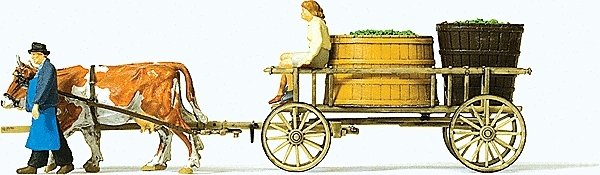 Wine Wagon w/Cows, HO, Preiser Kg 30397