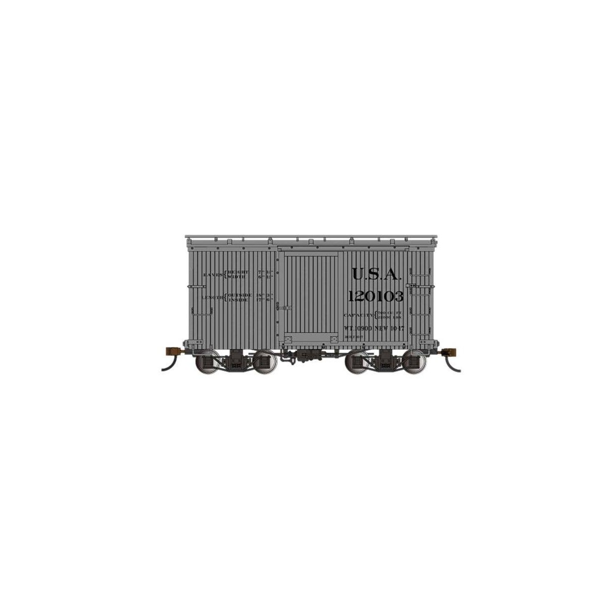 18′ Wood Boxcar with Murphy Roof 2-Pack - Ready to Run - Spectrum(R) -- U.S.A. 120096, 120103 (, On30, Bachmann Industries 265