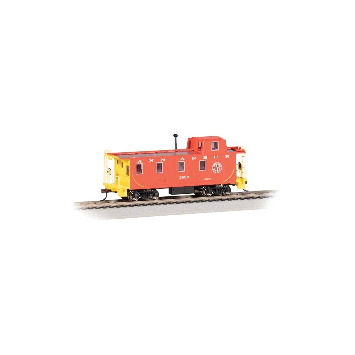 Slanted Offset-Cupola Caboose - Ready to Run -- Ann Arbor 2834, HO, Bachmann Industries 14009
