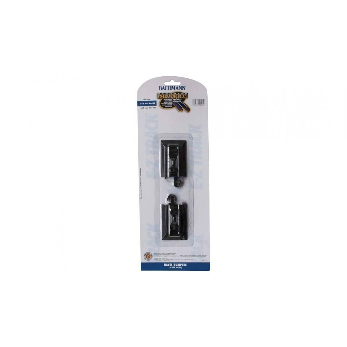 E-Z Track(R) w/Steel Rail & Black Roadbed -- Hayes Wheel Stops (Track Bumpers) pkg(2), HO Bachmann Industries 44491