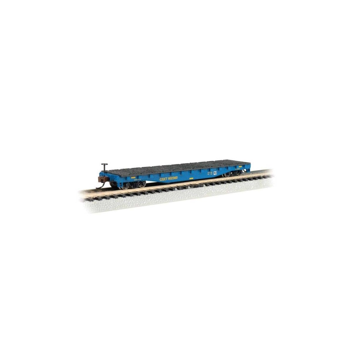 52′ Steel Flatcar - Ready to Run -- CSX Transportation 602360 (blue, yellow), N, Bachmann Industries 17352
