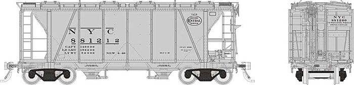 Enterprise 2-Bay Covered Hopper - Ready to Run -- New York Central (gray, black, Roman Lettering,, HO, Rapido Trains Inc 149001A