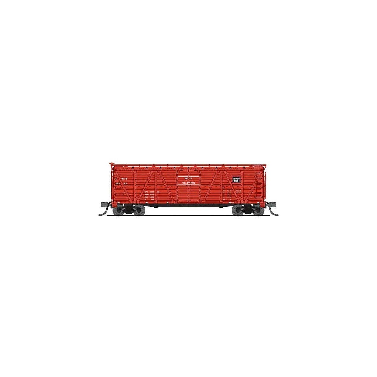 PRR K7 Stock Car with Mule Sounds - Ready to Run -- Chicago, Burlington & Quincy 52459 (red, b, N, Broadway Limited Imports 8458