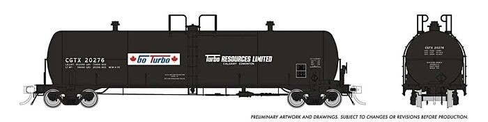 Procor GP20 20,000-Gallon Tank Car - Ready to Run -- Turbo Resources CGTX (black, white, red, blu, HO, Rapido Trains Inc 135021A