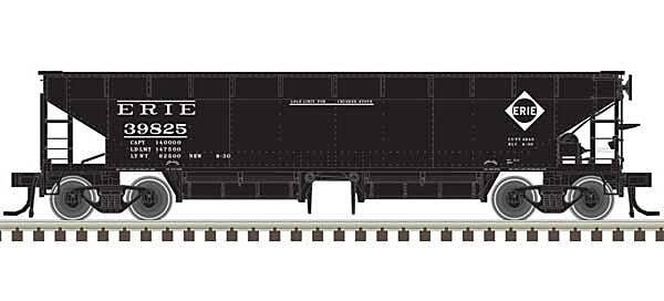 70-Ton Hart Ballast Car - Ready to Run - Master(R) -- Erie 39825 (black, white), HO, Atlas Model Railroad Co. 20006802