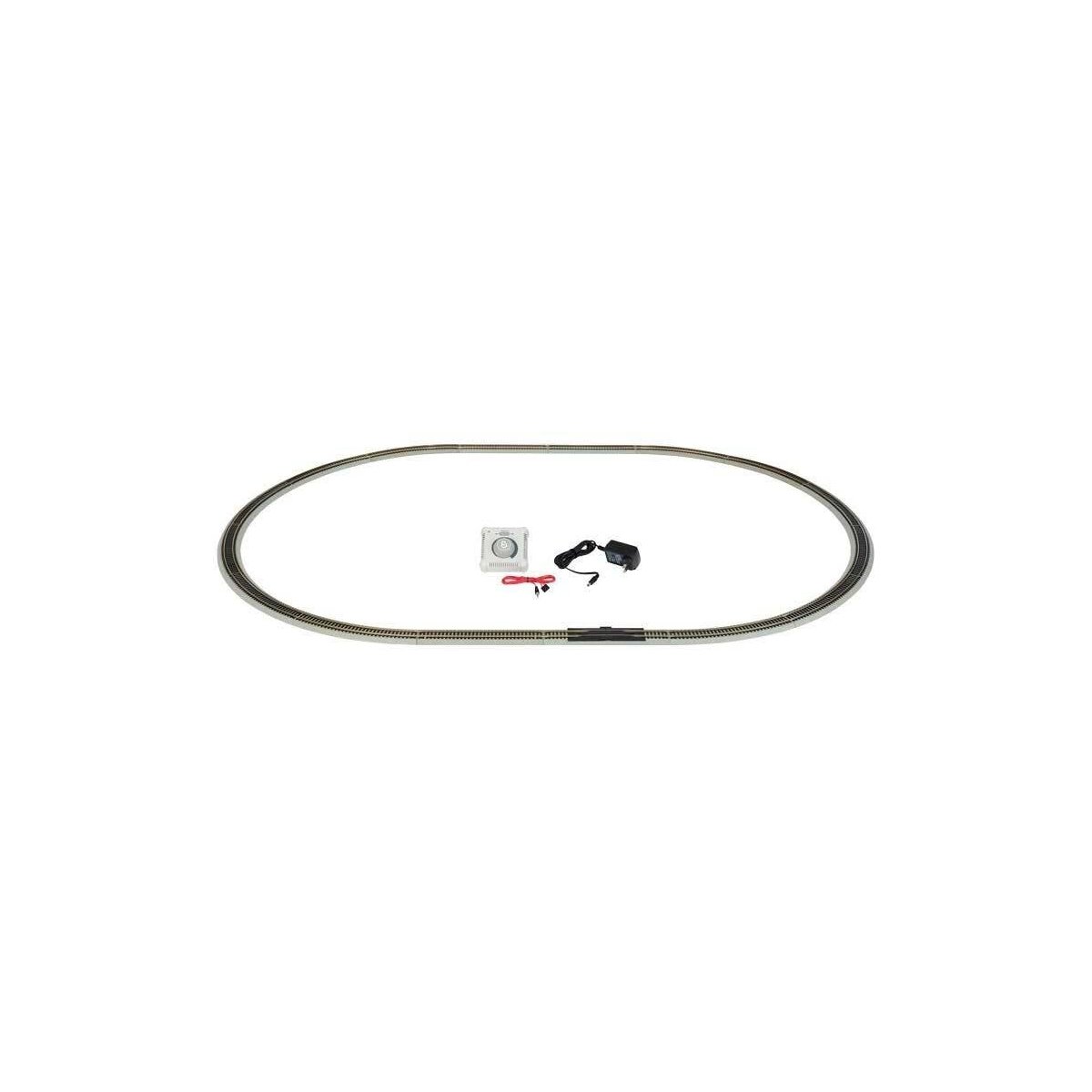 18′ Radius Track Oval Set - Nickel Silver Rail & Gray Roadbed - E-Z Track(R -- 12 Curved, 1 Straight, 1 Straight Terminal, Pow