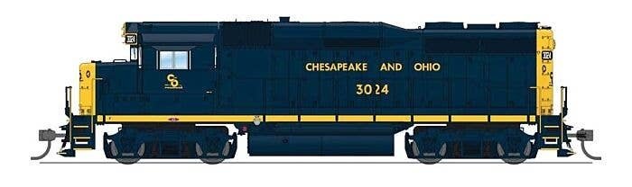 EMD GP30 Low Nose - Standard DC - Stealth -- Chesapeake & Ohio 3034 (As-Delivered, blue, yell, HO, Broadway Limited Imports 9153