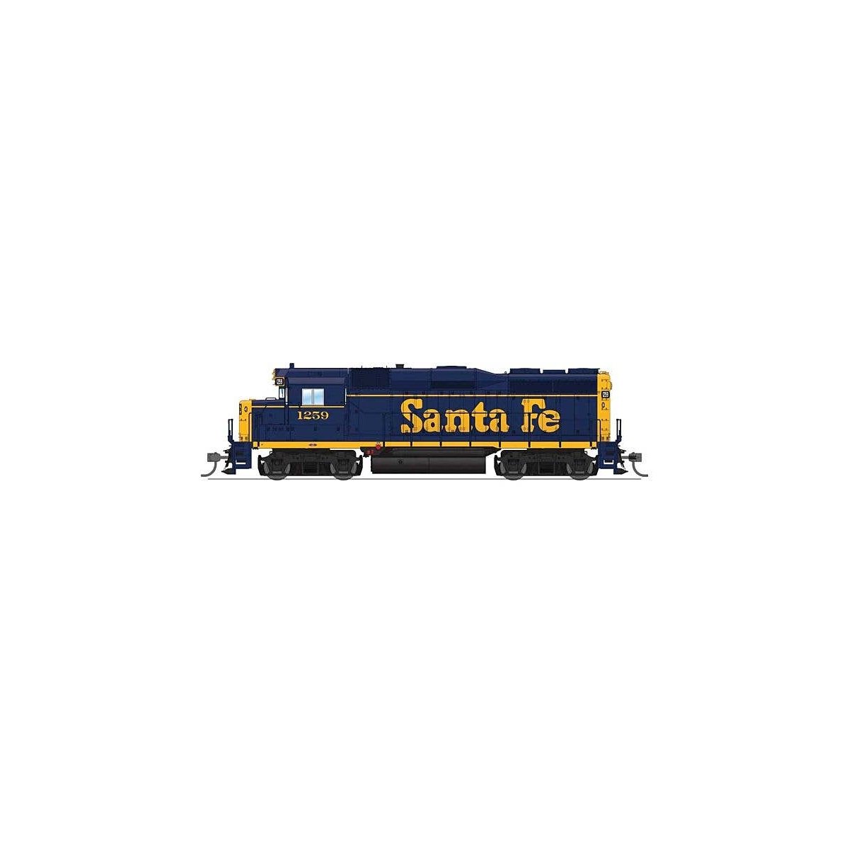 EMD GP30 Low Nose - Standard DC - Stealth -- Santa Fe 1263 (Bookend, blue, yellow, Large Lett, HO, Broadway Limited Imports 9150
