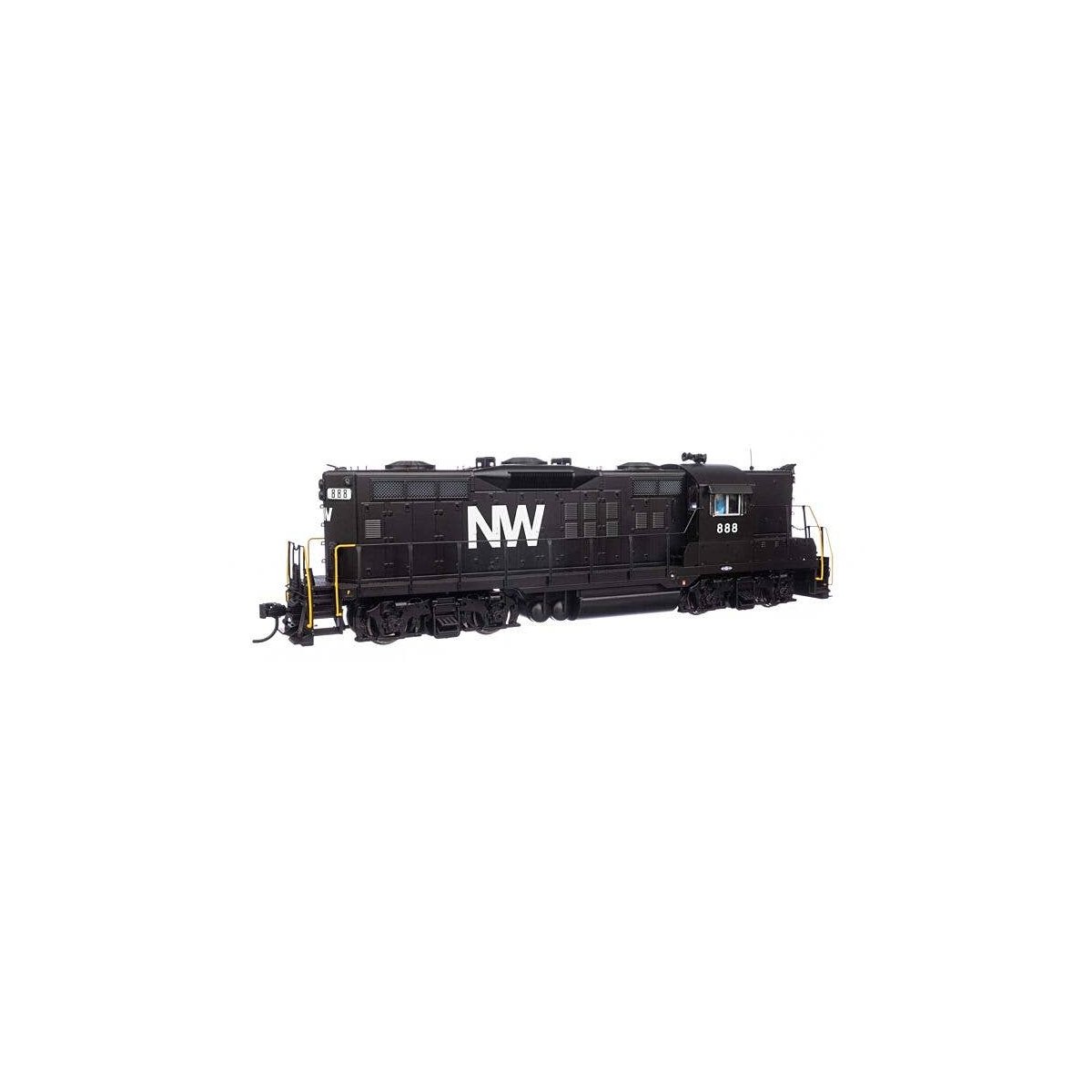 EMD GP9 - Standard DC -- Norfolk & Western 888 (black, white), HO, WalthersProto 49810