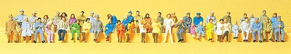 Seated People -- Assortment pkg(48), HO, Preiser Kg 14416