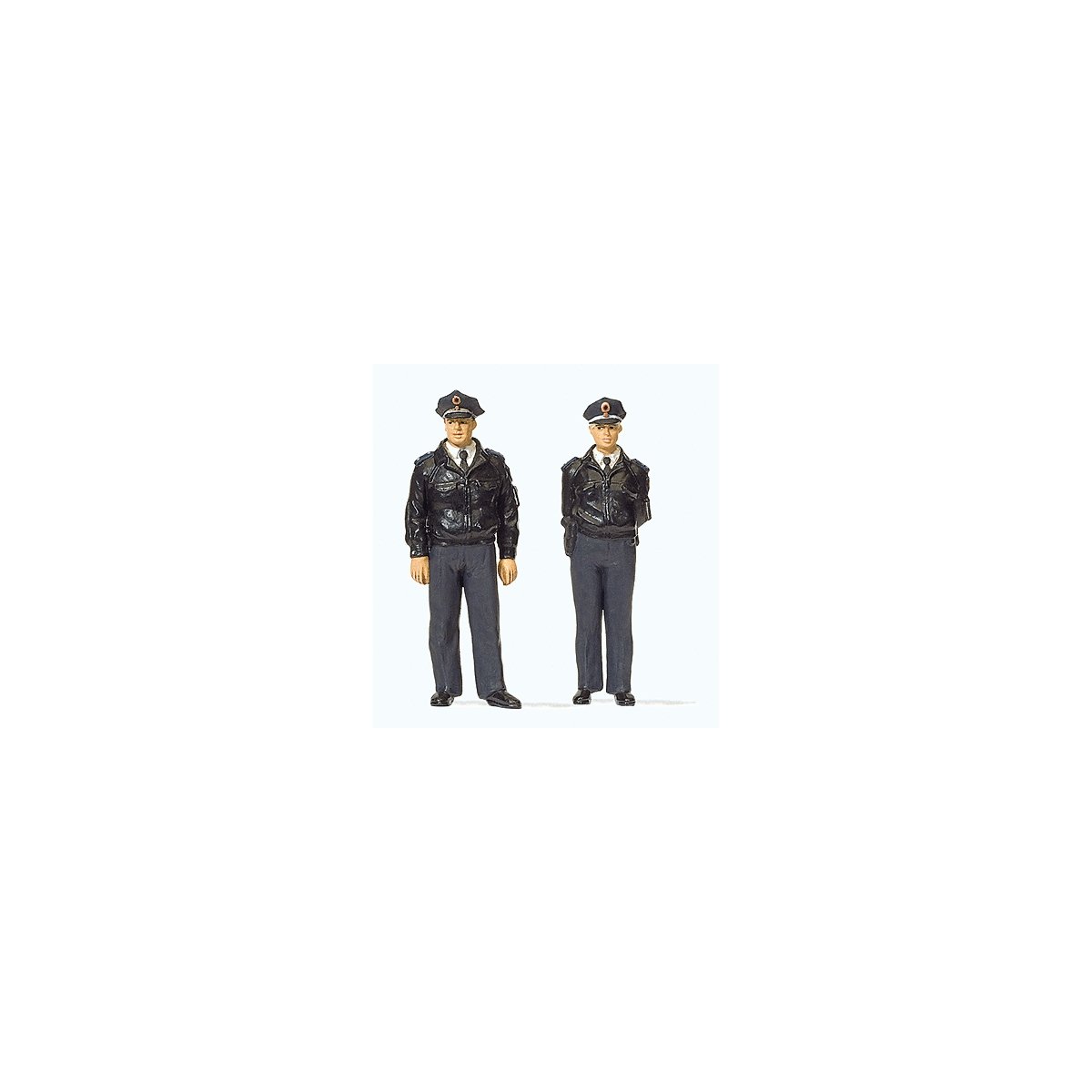 Standing Policemen -- 2 Officers in Blue Federal Republic of Germany Uniforms, 1/45, Preiser Kg 65364