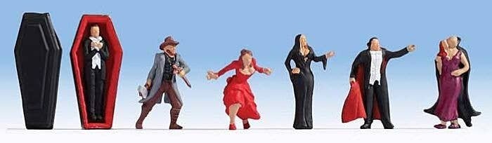 Vampires -- 7 Figures with Coffin, HO, Noch Gmbh & Co 15801