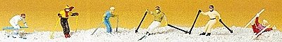 Downhill Skiers -- pkg(6), HO, Preiser Kg 10313