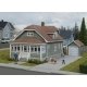 Updated American Bungalow with Single-Car Garage -- Kit - House measures: 6-11/32 x 3-5/8 x 3-1/2′ 16.1 x 9.1 x 8.8cm, HO Walt