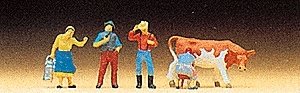 People Working -- Farm People w/Cow, N, Preiser Kg 79039