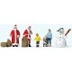 Christmas Figures -- 2 Santas, Children, Snowman, N, Preiser Kg 79226
