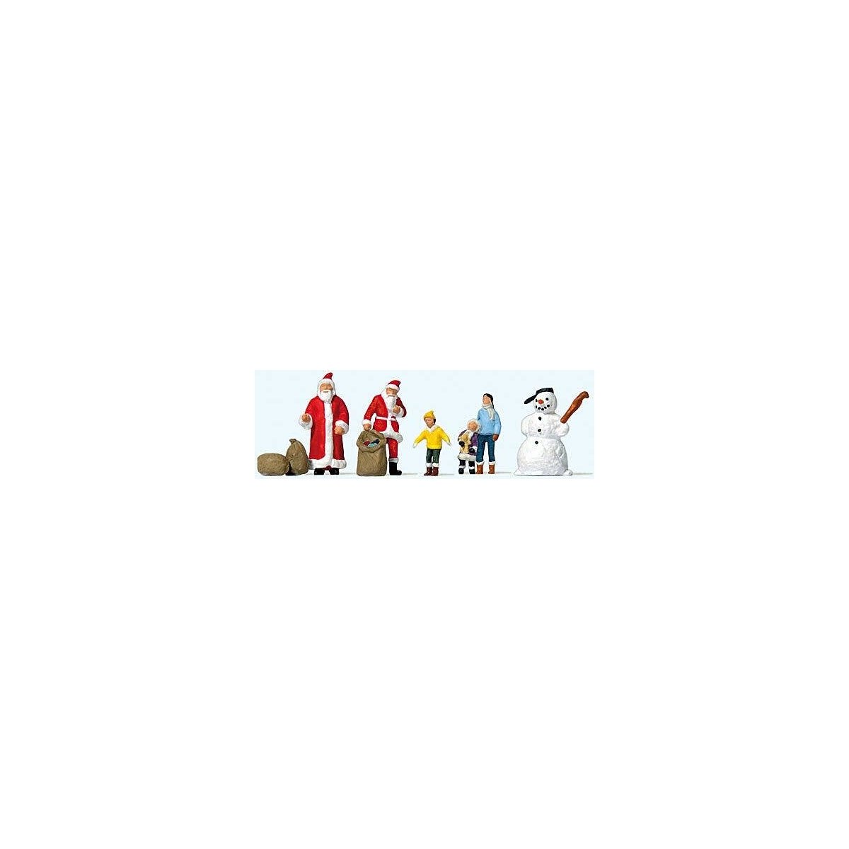 Christmas Figures -- 2 Santas, Children, Snowman, N, Preiser Kg 79226
