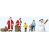 Christmas Figures -- 2 Santas, Children, Snowman, N, Preiser Kg 79226
