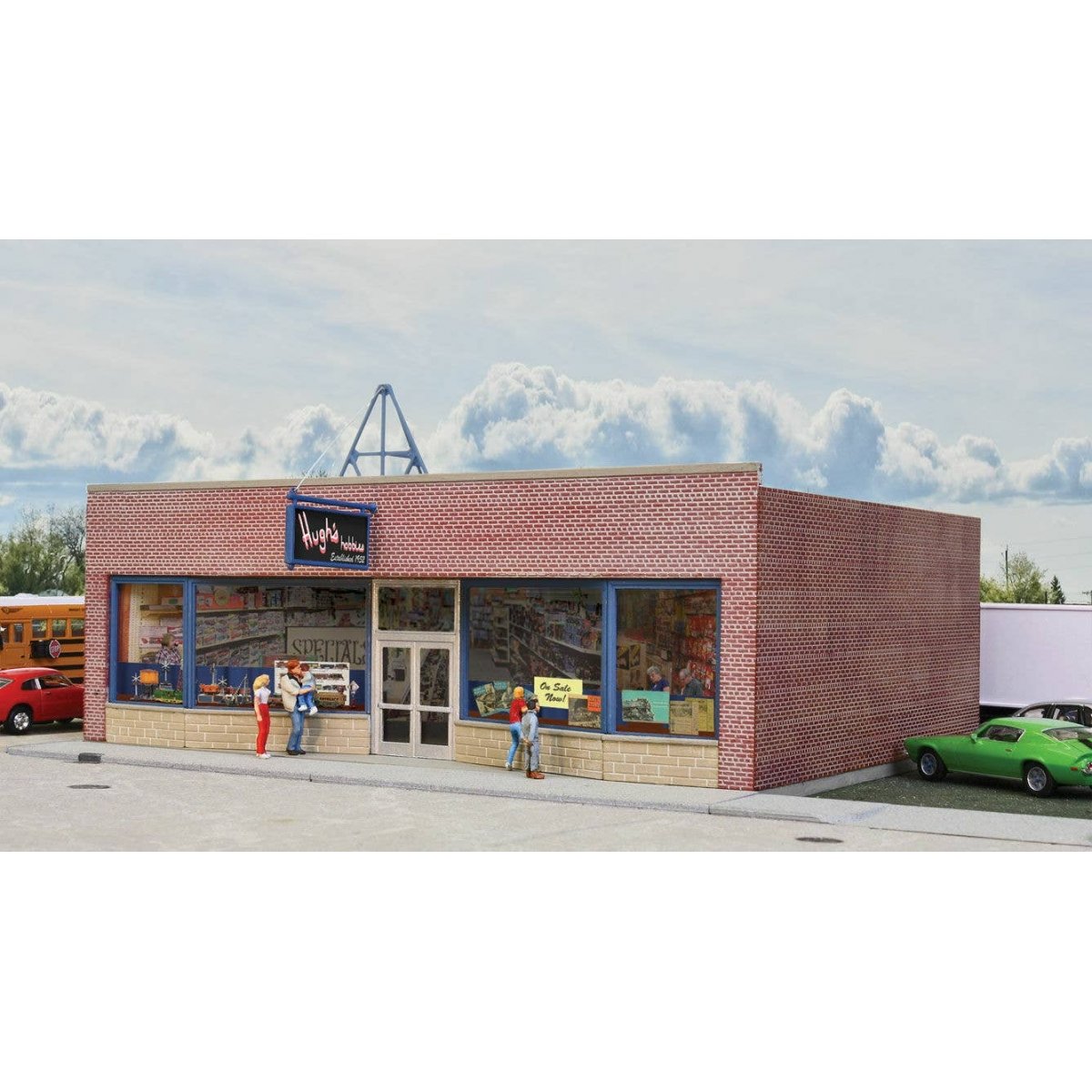 Hobby Shop -- Kit - 7-1/8 x 5-3/8 x 3-1/2′ 18.1 x 13.7 x 8.9cm, HO Walthers Cornerstone 3475