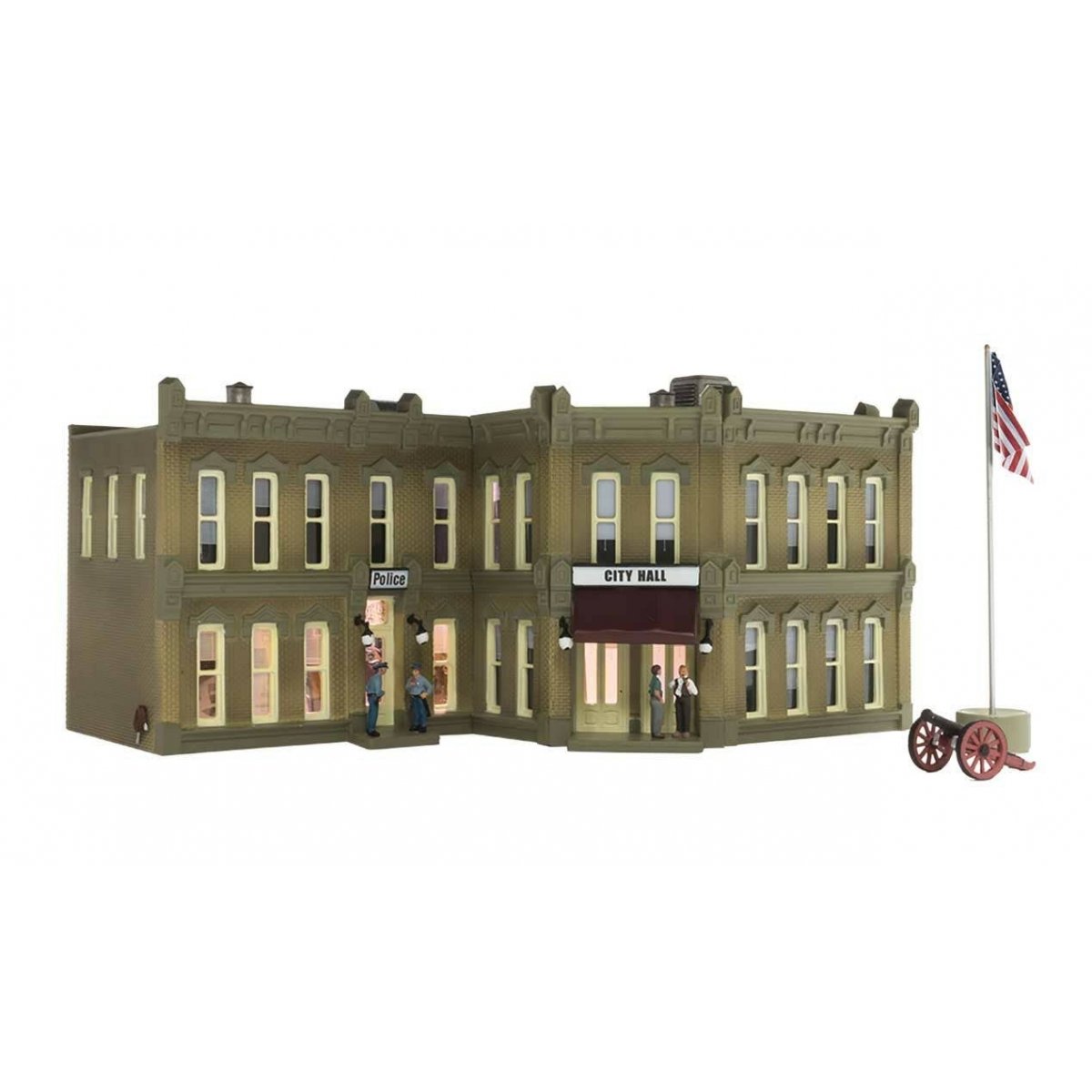 Municipal Building - Built-&-Ready Landmark Structures(R) w/Interior Light -- Assembled - 8-3/8 x 5-15/16′ 21.2 x 15cm, HO Woo