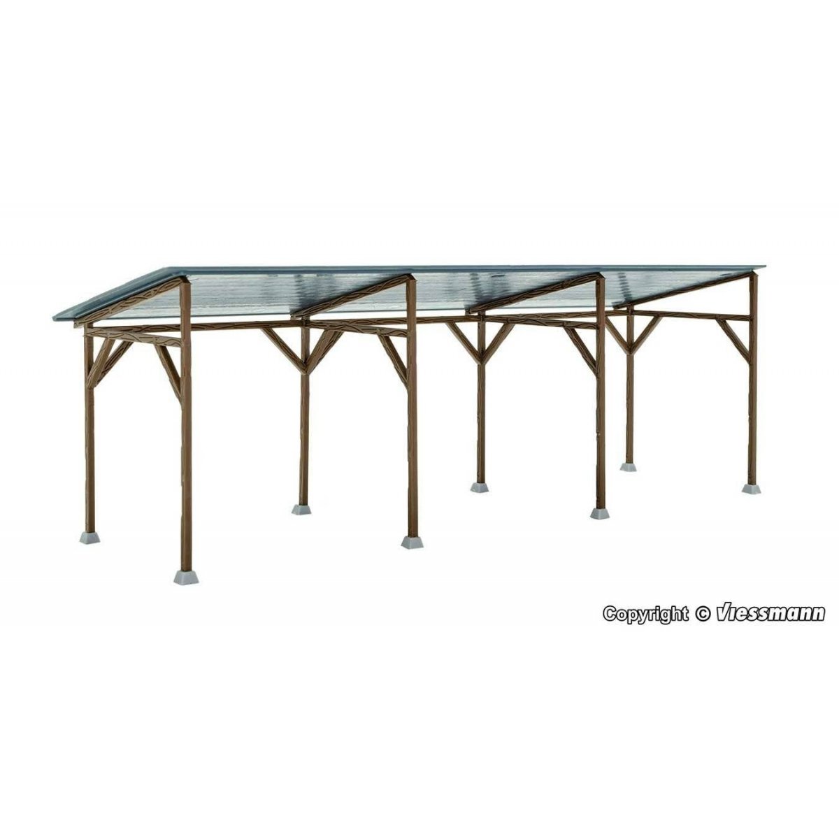 Wood Carport Shelter -- Kit - 19.3 x 6.5 x 6.8cm, HO Kibri 38349
