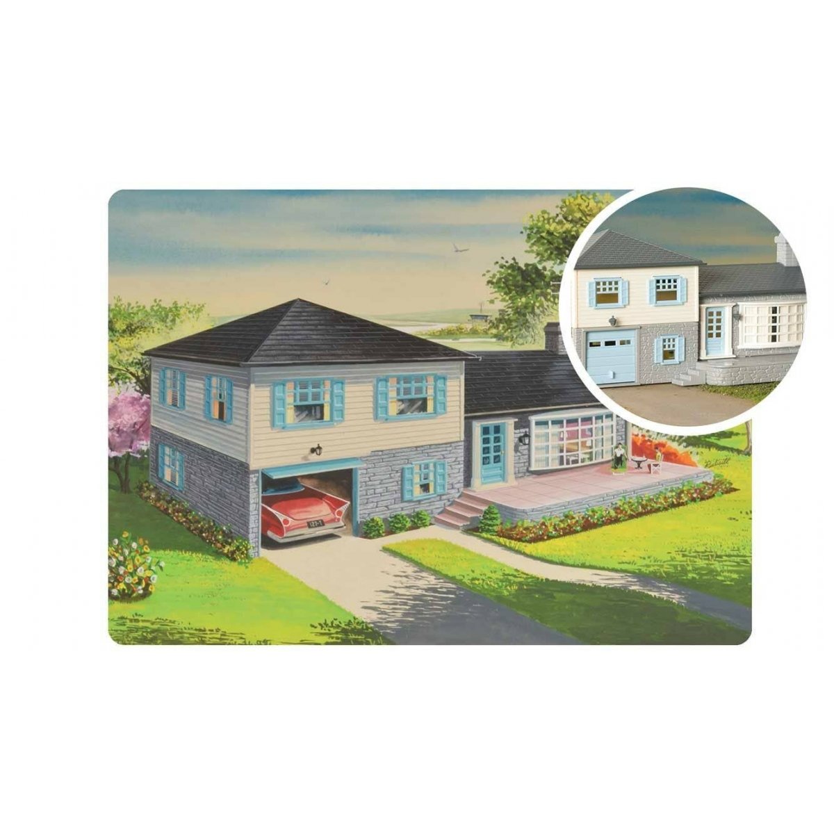 75th Anniversary Split-Level House - Plasticville U.S.A.(R) -- Kit - 75th Anniversary Packaging, O Bachmann Industries 45633