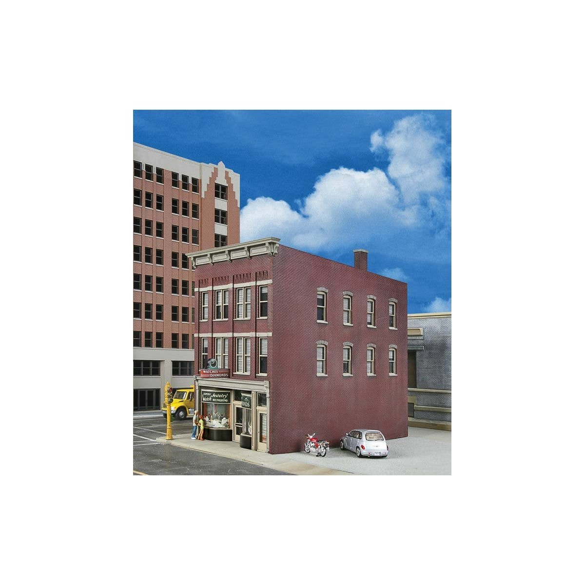 Jewelry Store -- Kit - 3-9/16 x 5-7/8 x 6′ 9.1 x 14.9 x 15.2cm, HO Walthers Cornerstone 3476
