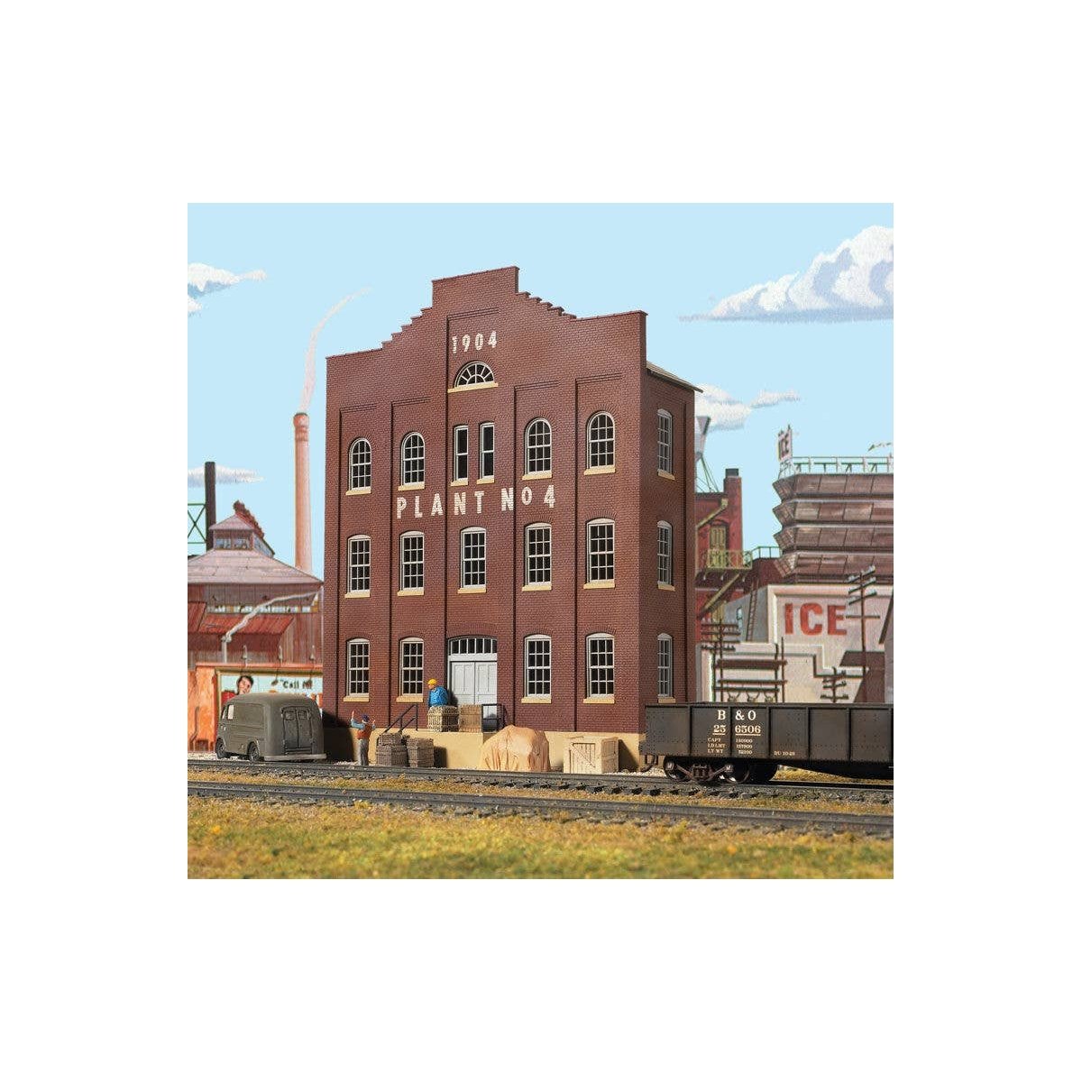 Plant No. 4 Background Building -- Kit - 6 x 2-1/4 x 7-1/2′ 15 x 5.6 x 18.7cm, HO Walthers Cornerstone 3183