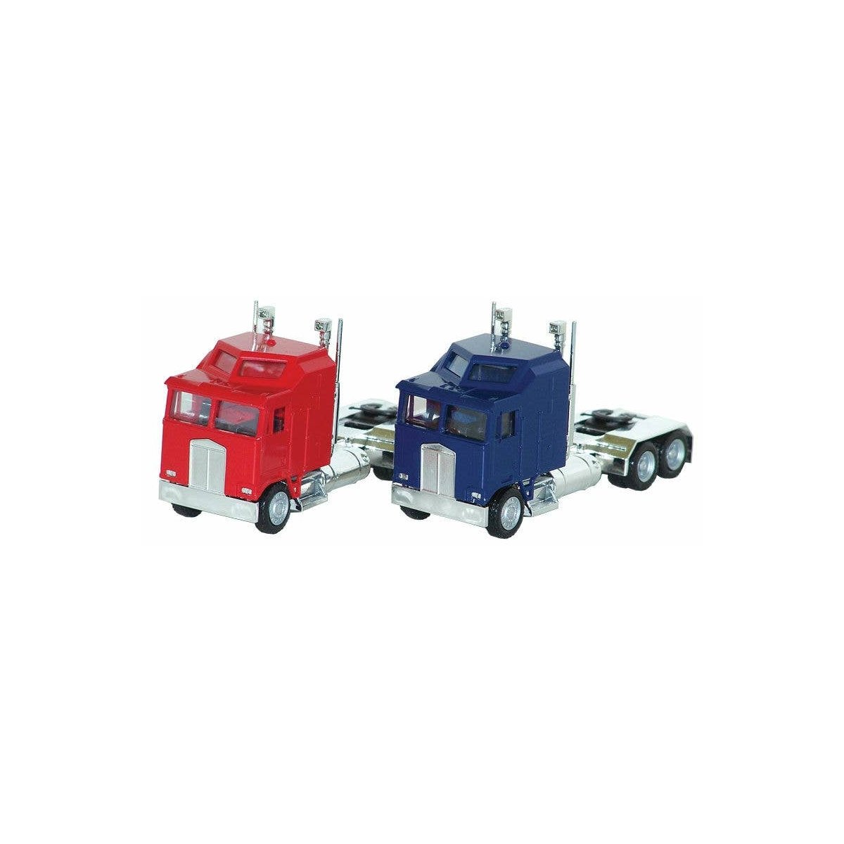K100 Semi Tractor w/1-Bar Grille & Extra-Long Chassis - Assembled -- Painted (Various Colors), Chrome Chassis, HO Herpa Models 3