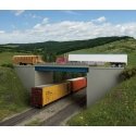 Modern Steel and Concrete Highway Overpass with Pipe Railings -- Kit - 12-15/16 x 4-3/4′ 32.9 x 12cm, HO, Walthers Cornerstone