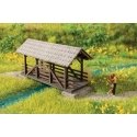Covered Pedestrian Bridge - Laser-Cut Minis -- Laser-Cut Kit - 3-1/8 x 1-3/8 x 1-1/2′ 7.9 x 3.5 x 3.9cm, HO, Noch Gmbh & Co 14