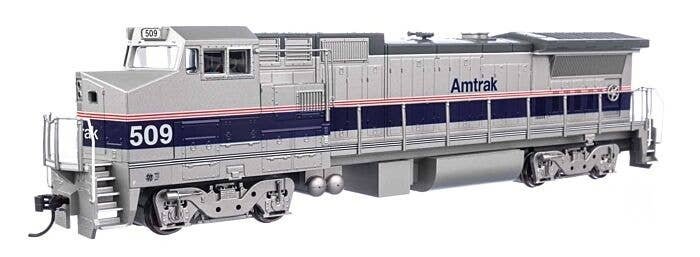 GE Dash 8-32BWH - ESU(R) Sound & DCC -- Amtrak(R) 509 - Phase IV (silver, blue stripe, red & wh, HO, WalthersMainline 19564