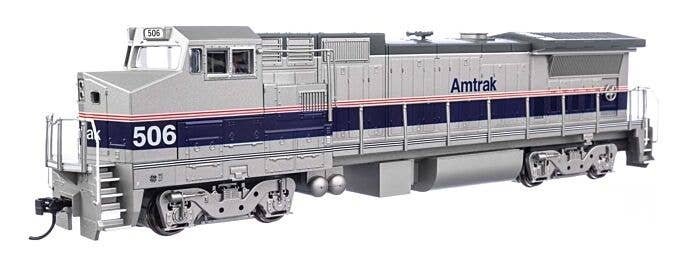 GE Dash 8-32BWH - ESU(R) Sound & DCC -- Amtrak(R) 506 (Phase IV silver, Blue Stripe, Red & Whit, HO, WalthersMainline 19563