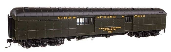70′ Heavyweight Baggage Car w/Arched Roof - Ready to Run -- Chesapeake & Ohio 312, HO, WalthersProto 17502
