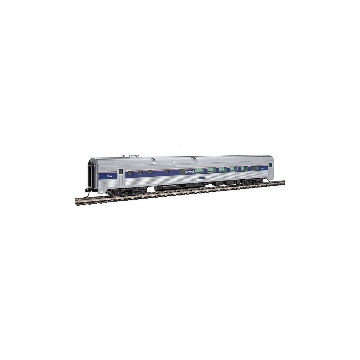 85′ Budd Diner - Ready to Run -- Amtrak(R) (Phase IV silver, Wide Blue, Thin Red & White Stripe, HO, WalthersMainline 30163