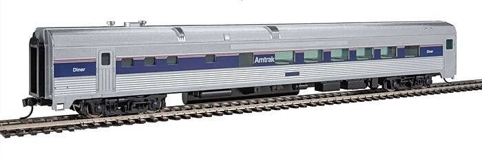 85′ Budd Diner - Ready to Run -- Amtrak(R) (Phase IV silver, Wide Blue, Thin Red & White Stripe, HO, WalthersMainline 30163