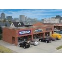 Modern Shopping Center I -- Kit - 10-1/2 x 4-15/16 x 3-1/2′ 26.6 x 12.5 x 8.8cm, HO Walthers Cornerstone 4115