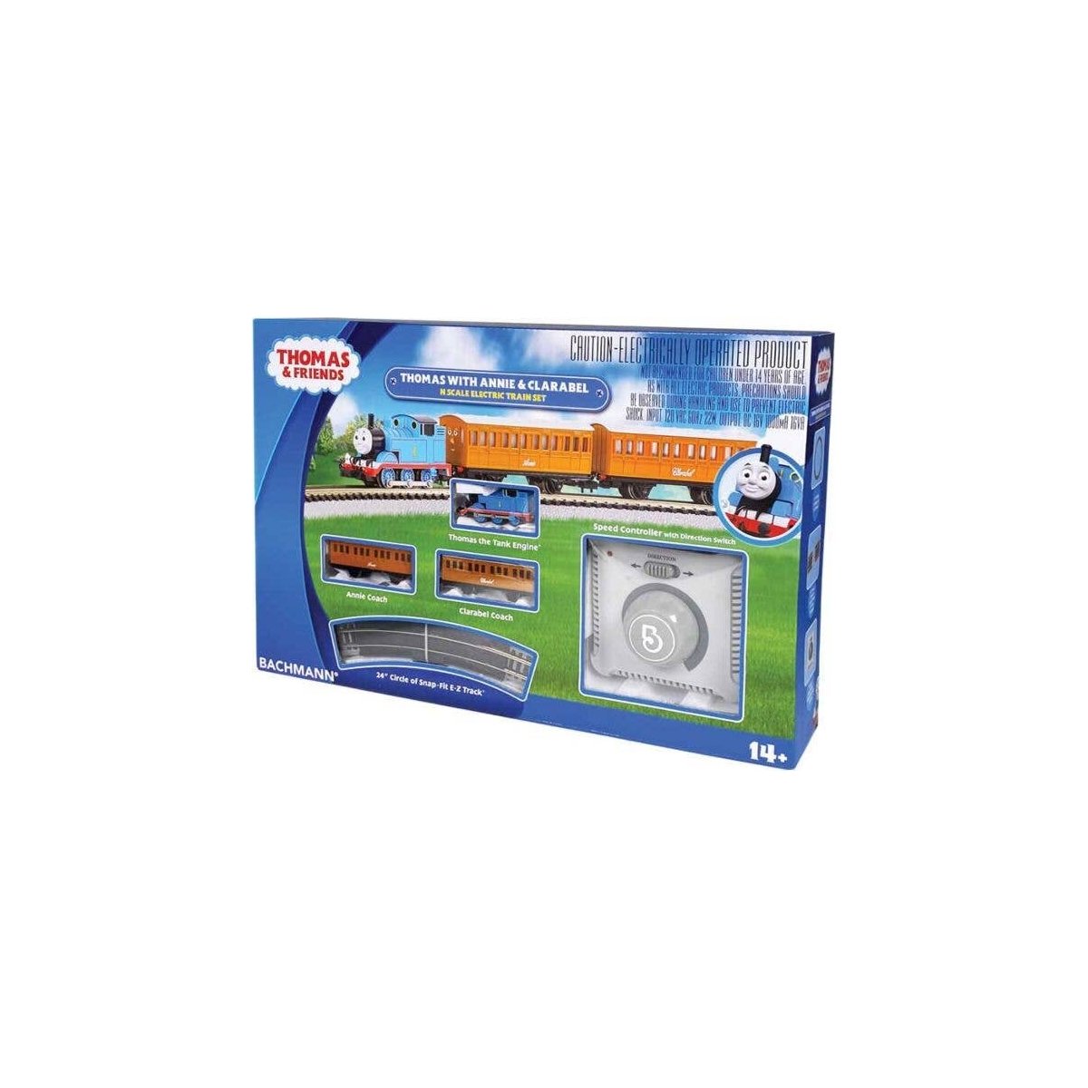 Thomas and Friends(TM) Thomas with Annie & Clarabel Train Set - Standard DC -- Locomotive, 2 , N, Bachmann Industries 24028