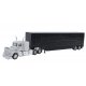 Kenworth W-900 w/Skirted Chassis, Tool Box & 48′ Livestock Trailer -- White Tractor, Black Trailer, HO Herpa Models 6347